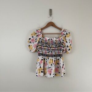 Kate Spade Multicolor Floral Smocked Blouse
